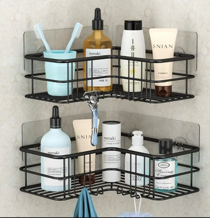 2-Pack Wall Mounted Bathroom Corner Shelves – Space-Saving Storage Organizer  Short & catchy