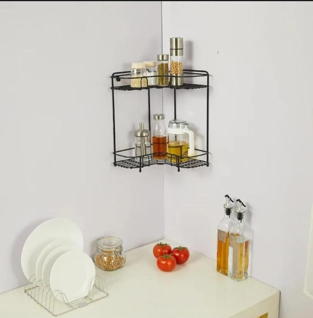 Adhesive Corner Storage Rack – Bathroom & Kitchen Organizer