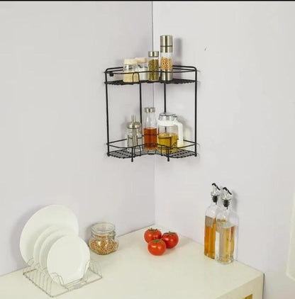 Adhesive Corner Storage Rack – Bathroom & Kitchen Organizer